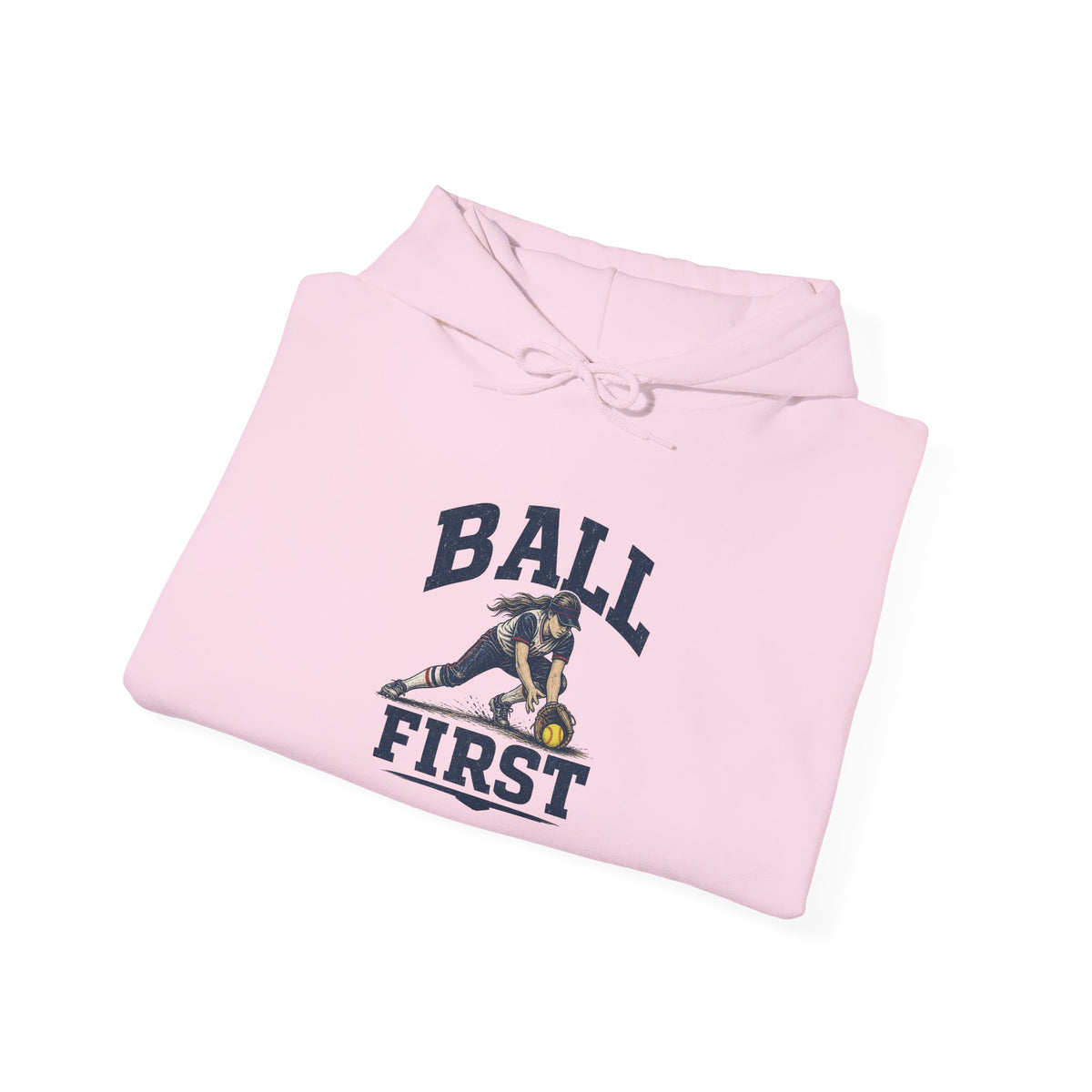 Ball First Hoodie – Vintage Football Player Graphic Sweatshirt