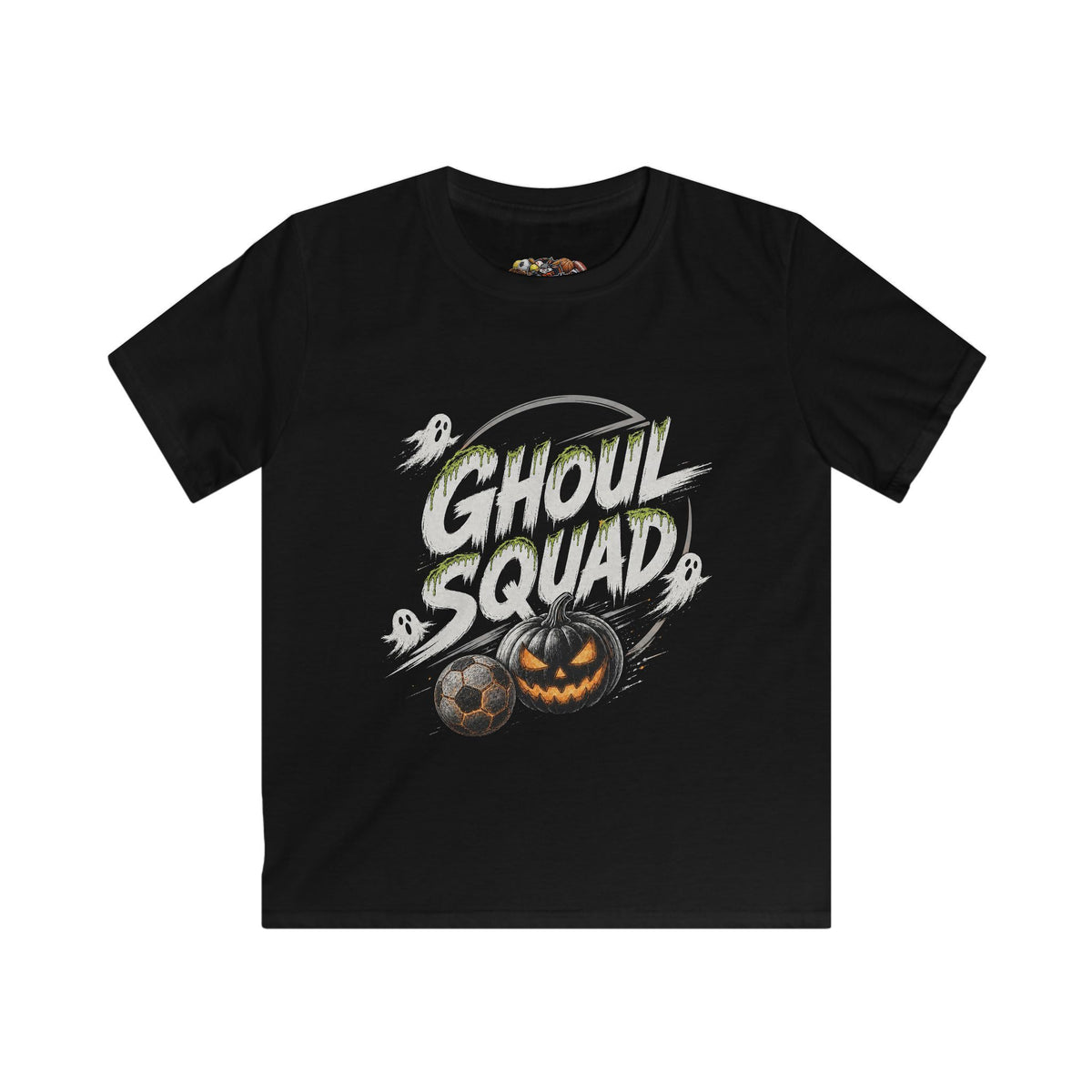 Kids Tee — "Ghoul Squad" Halloween Soccer Ghosts Shirt