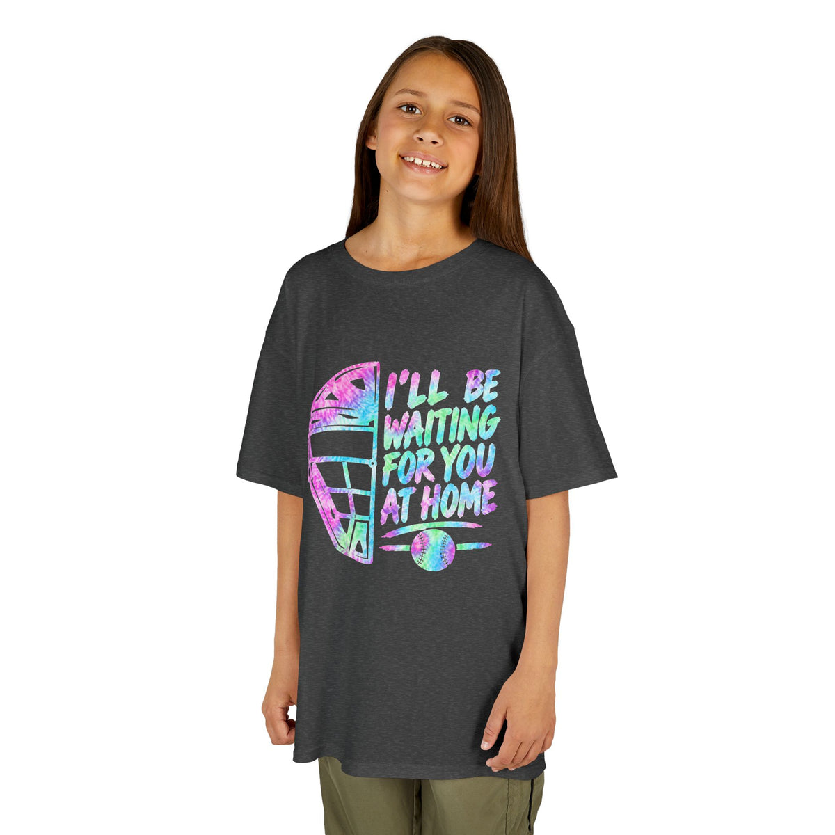 Kids Tee — Pastel Retro Helmet "I'll Be Waiting For You At Home" Graphic