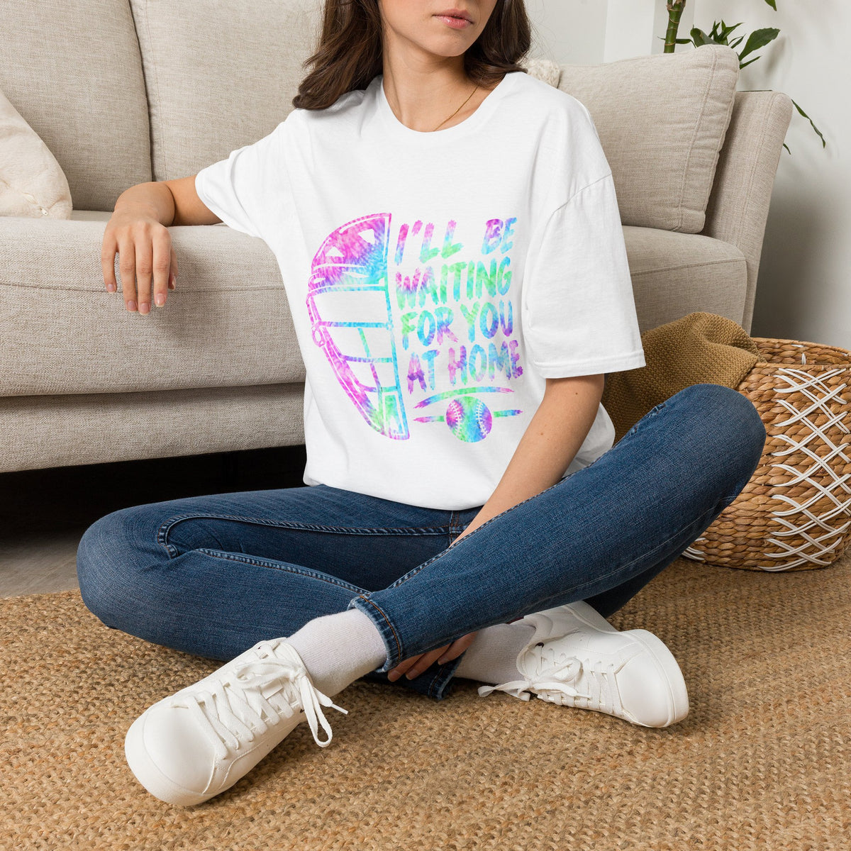 T‑Shirt — 'I'll Be Waiting For You At Home' Retro Hockey Helmet Tee