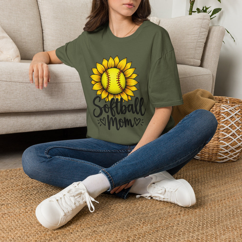 Softball Mom T-Shirt — Sunflower Softball Graphic Tee for Softball Moms