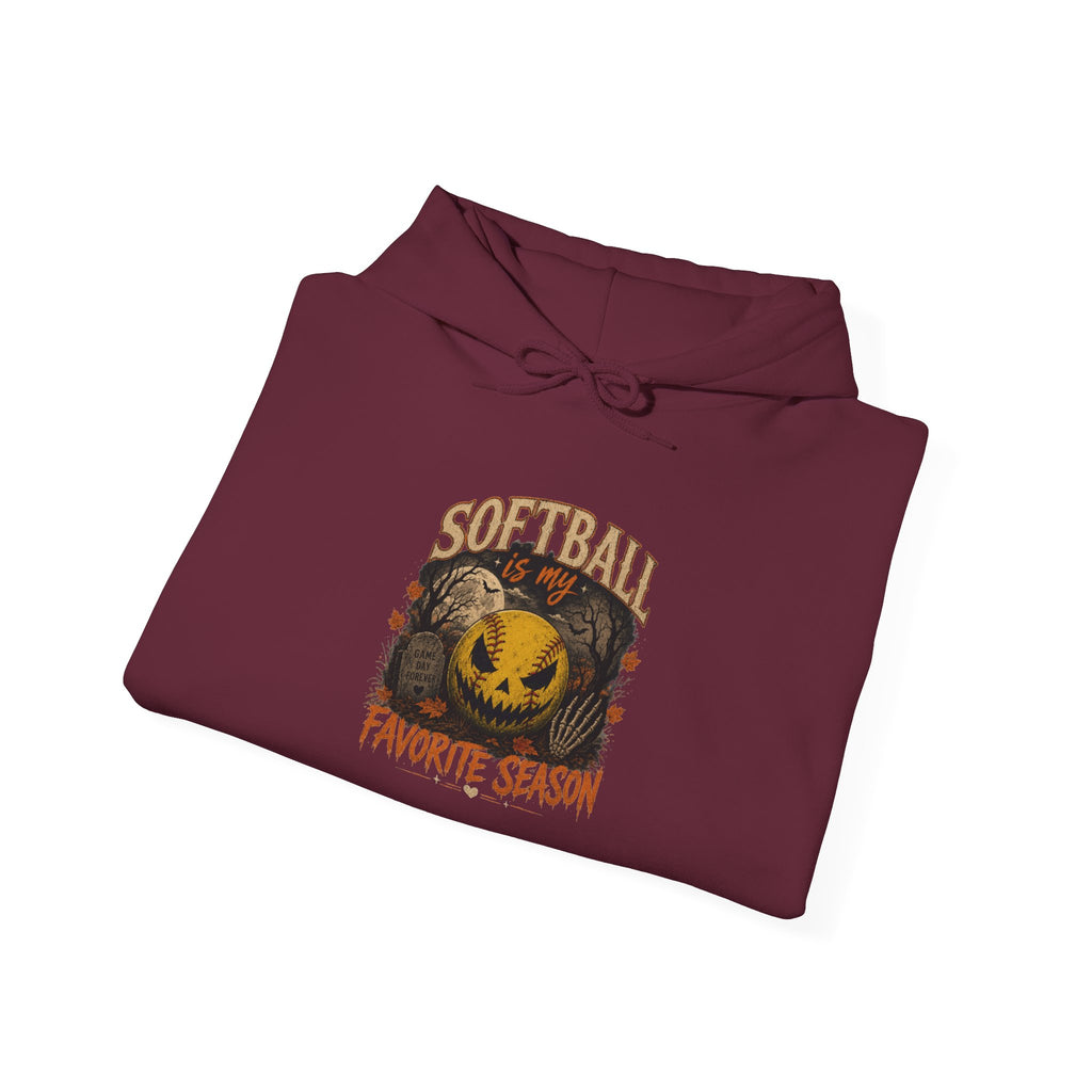 Softball Favorite Season Hoodie — Cute Pumpkin Softball Fall Baseball Mom Gift