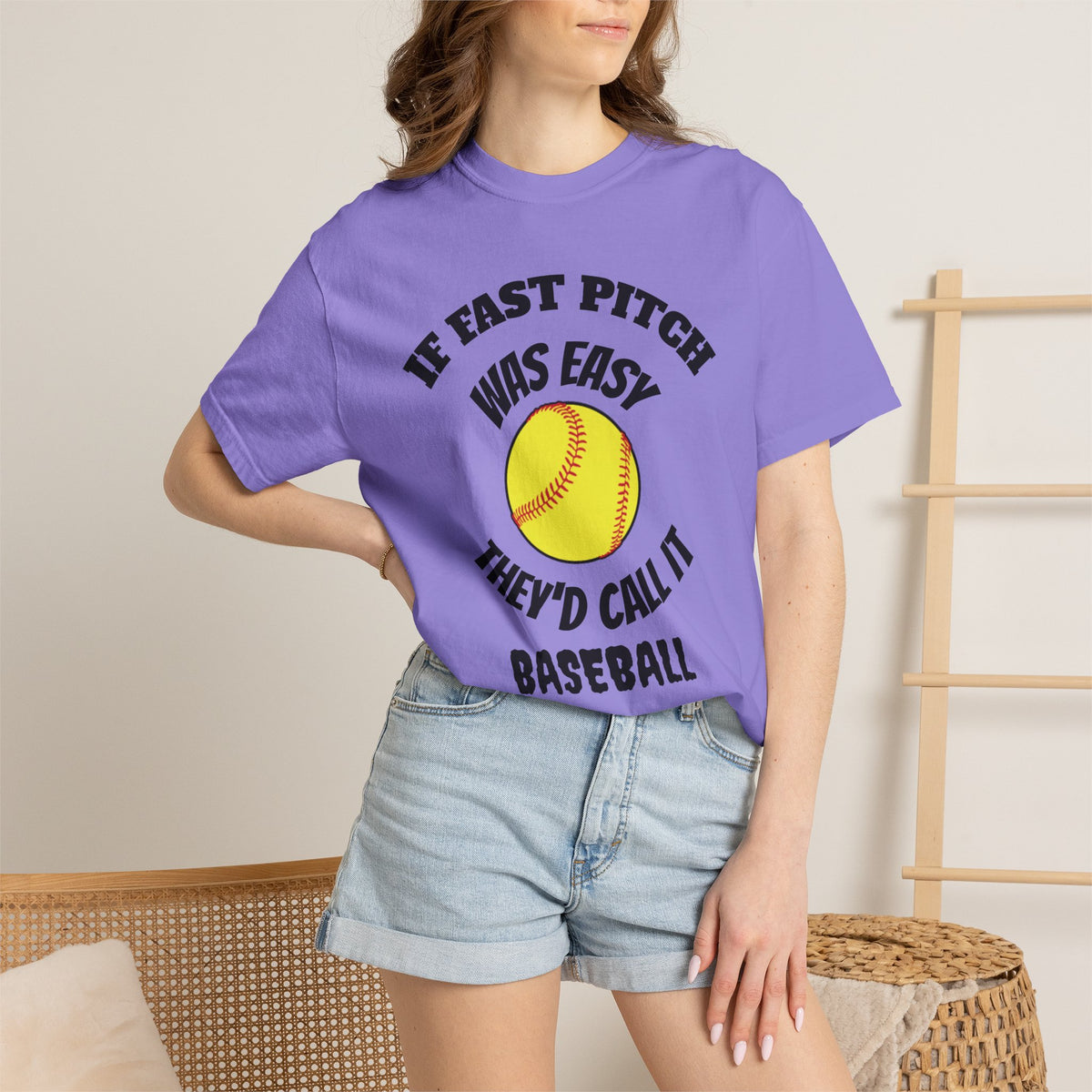 Softball Funny Tee — "If Fast Pitch Was Easy They'd Call It Baseball"