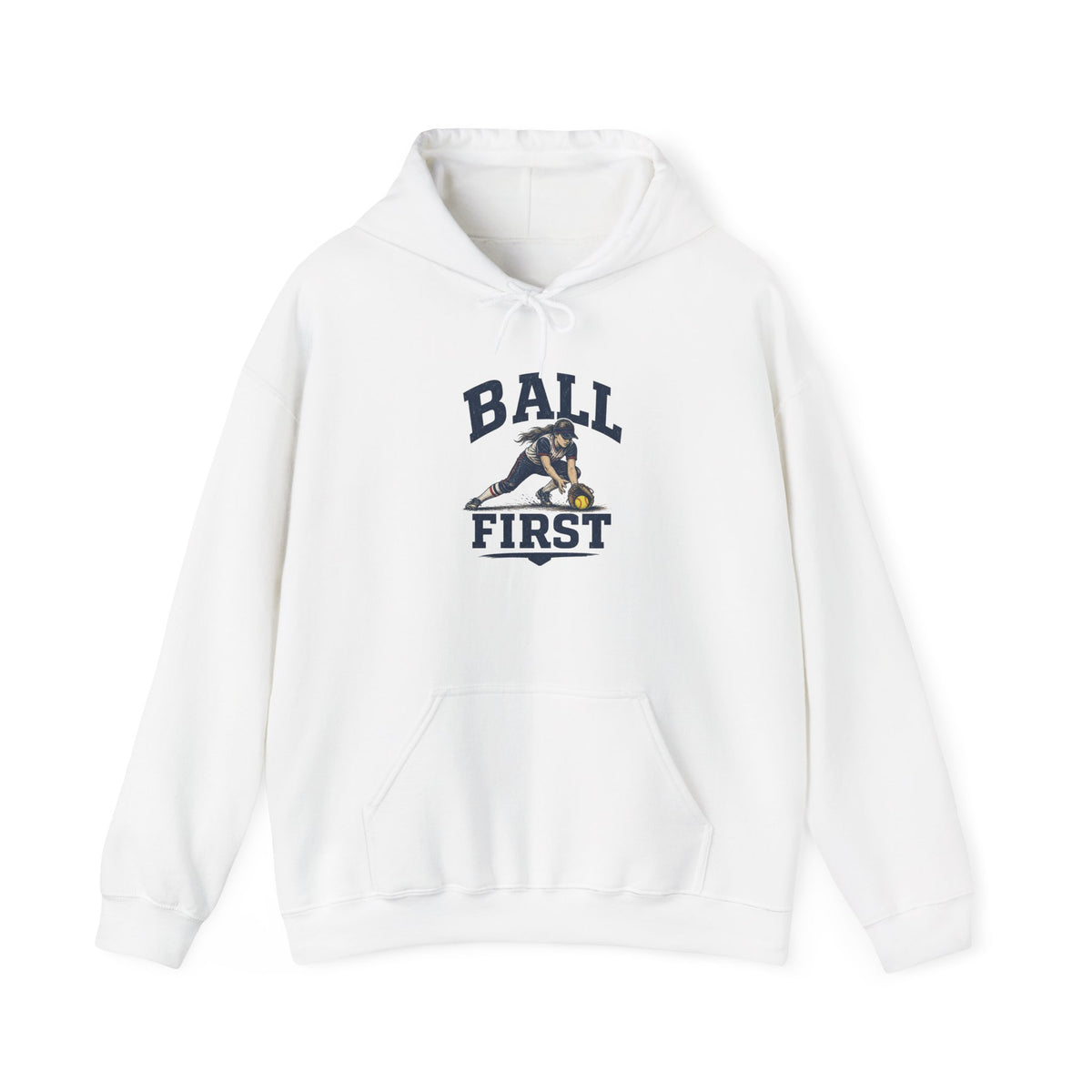Ball First Hoodie – Vintage Football Player Graphic Sweatshirt