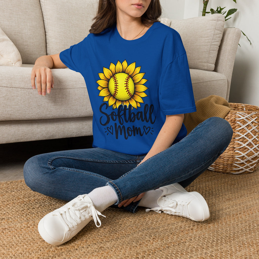 Softball Mom T-Shirt — Sunflower Softball Graphic Tee for Softball Moms