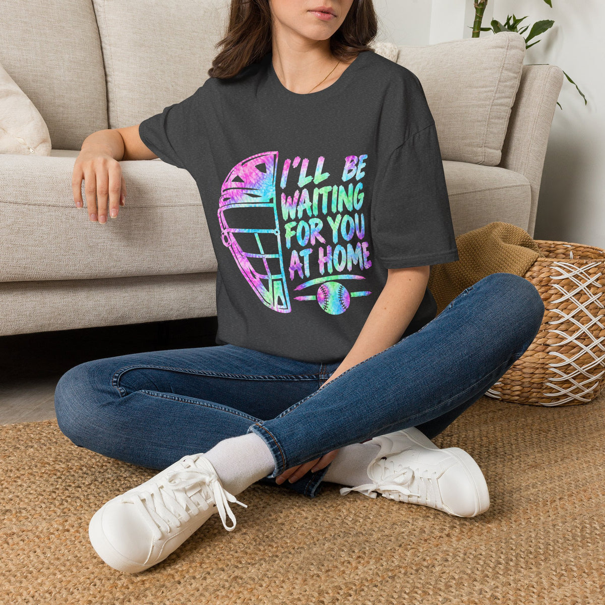 T‑Shirt — 'I'll Be Waiting For You At Home' Retro Hockey Helmet Tee
