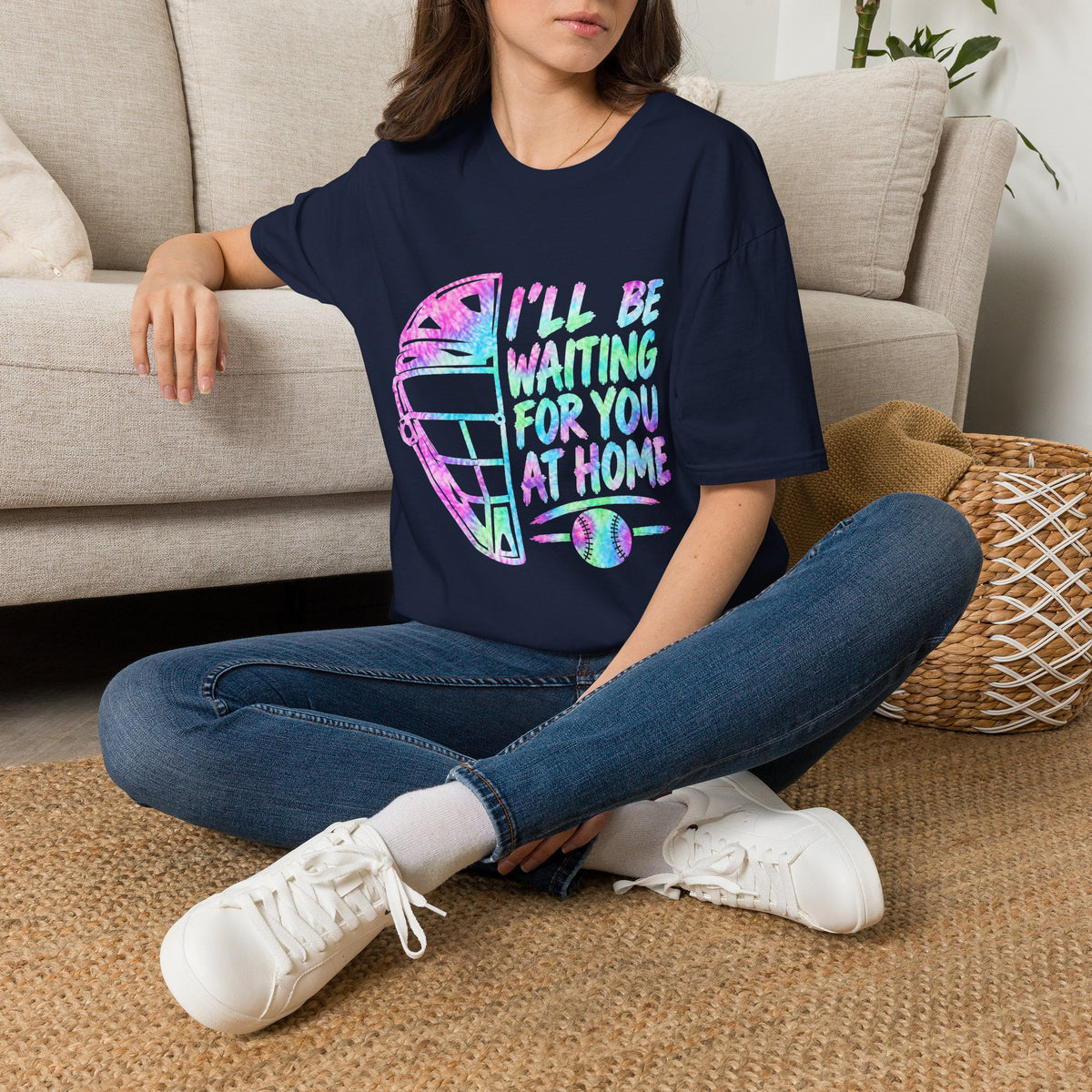 T‑Shirt — 'I'll Be Waiting For You At Home' Retro Hockey Helmet Tee