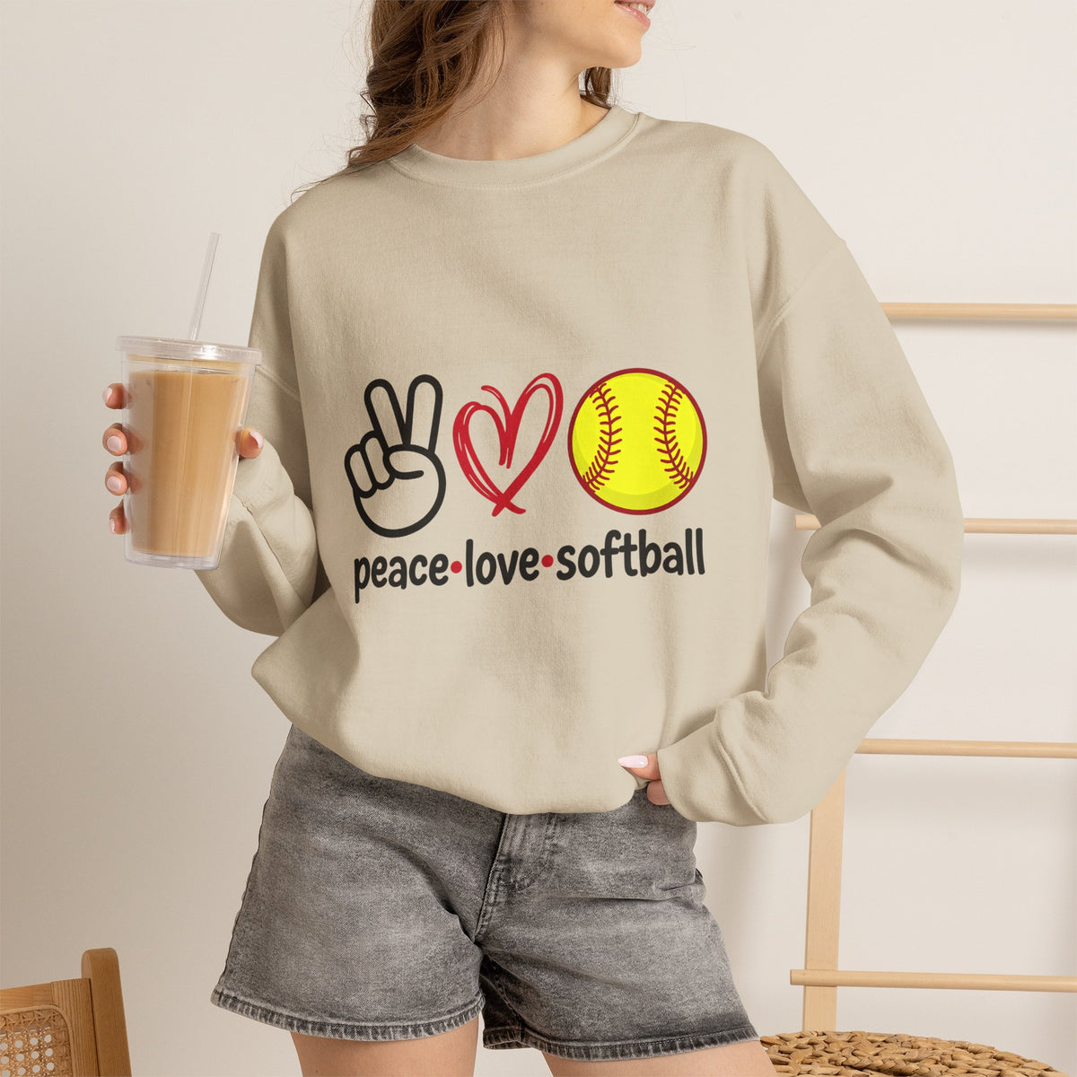 Peace Love Softball Crewneck Sweatshirt