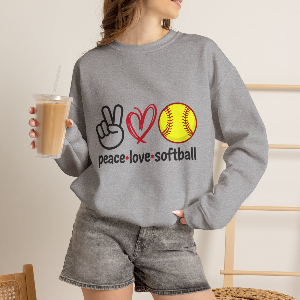 Peace Love Softball Crewneck Sweatshirt