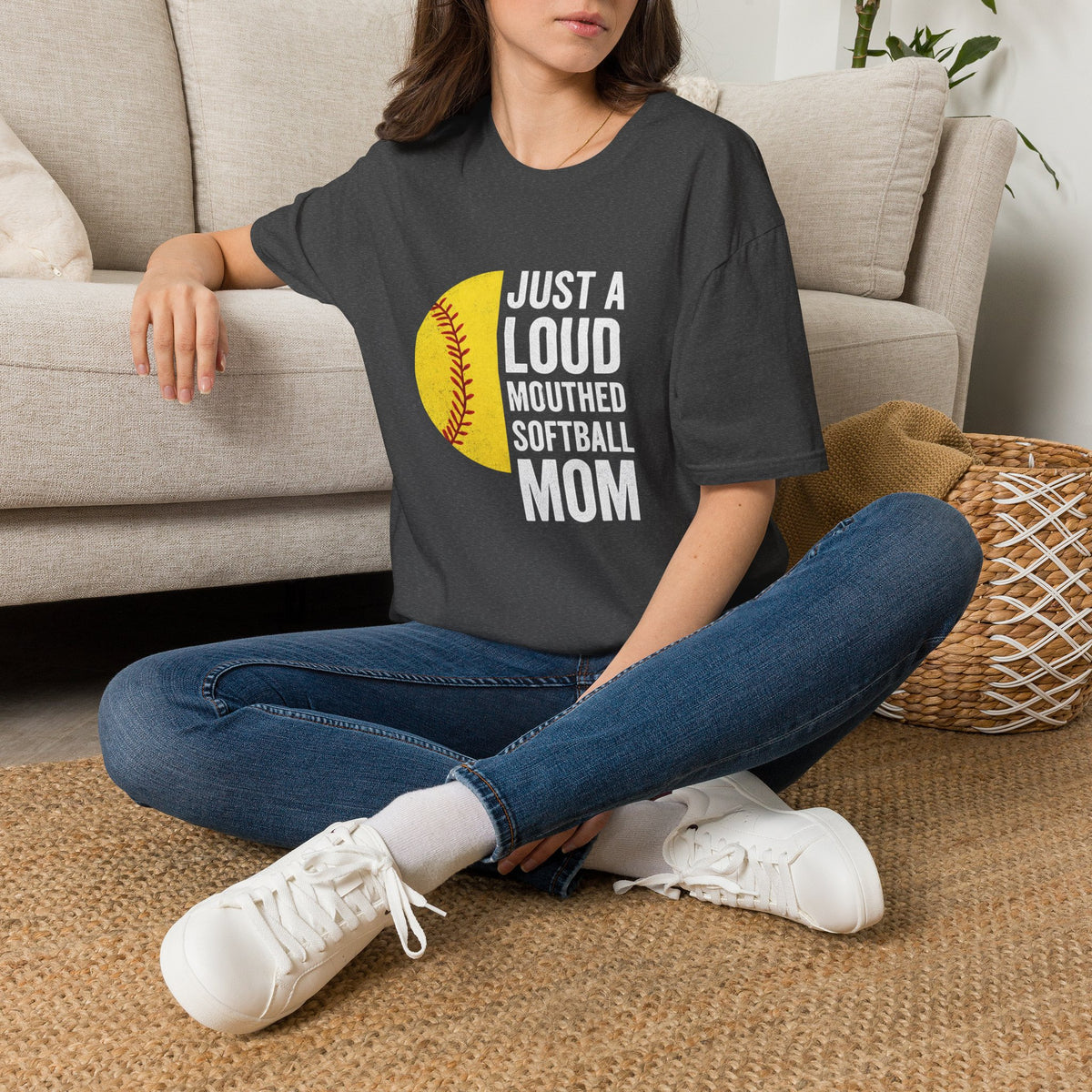 Softball Mom T-Shirt – "Just a Loud-Mouthed Softball Mom" Graphic Tee