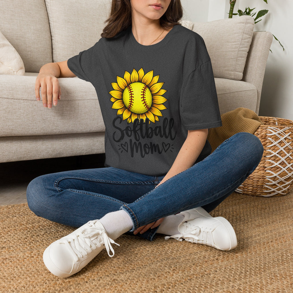 Softball Mom T-Shirt — Sunflower Softball Graphic Tee for Softball Moms