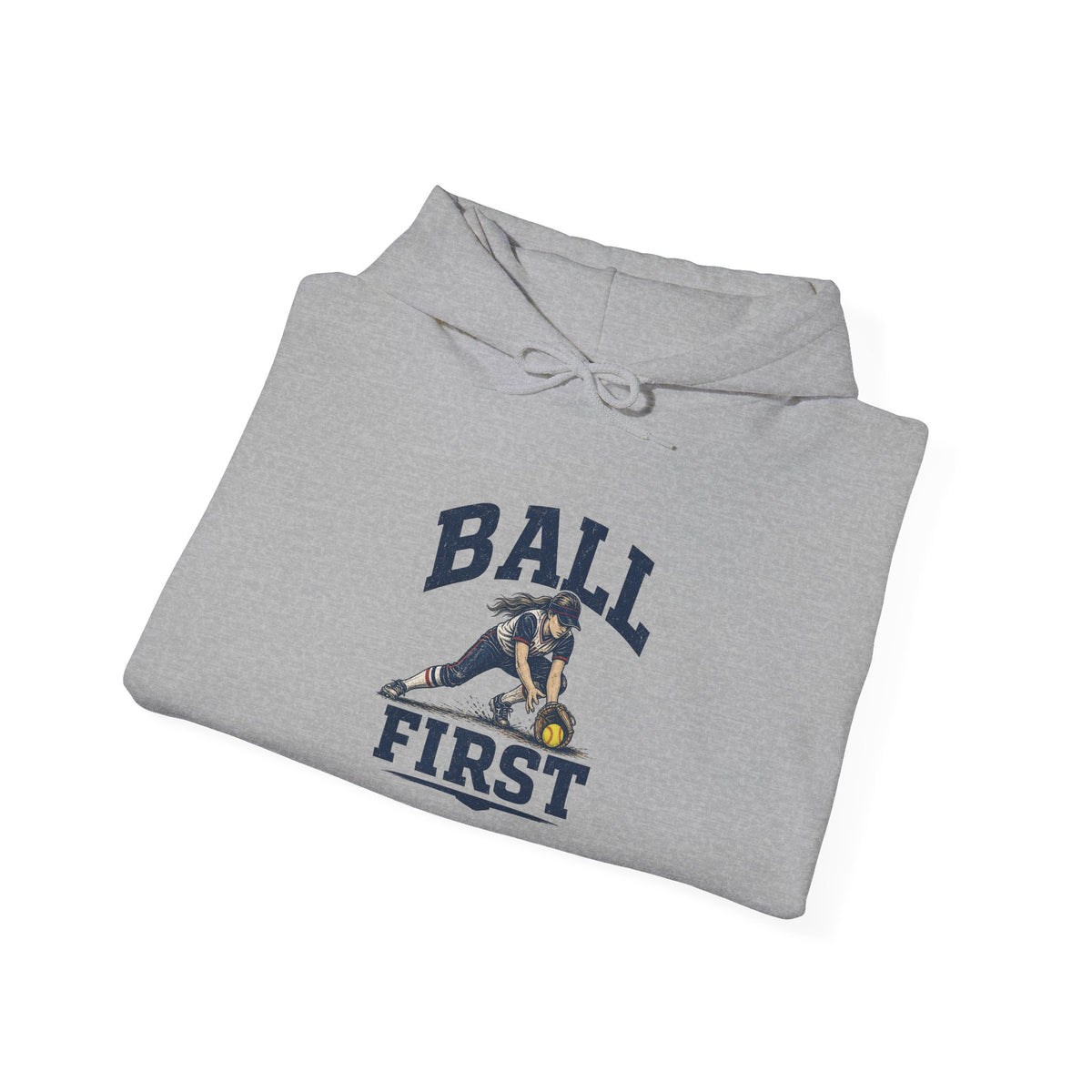 Ball First Hoodie – Vintage Football Player Graphic Sweatshirt