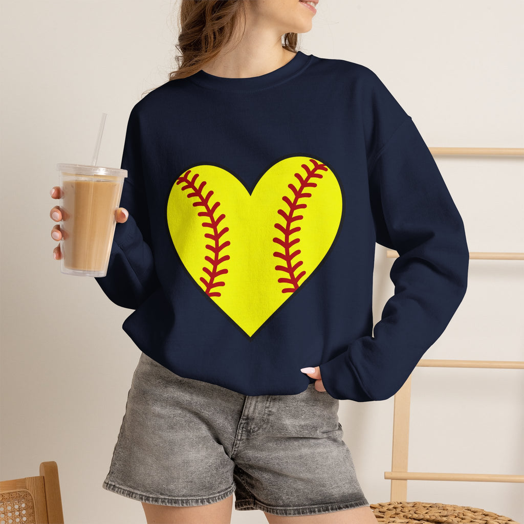 Softball Heart Crewneck Sweatshirt