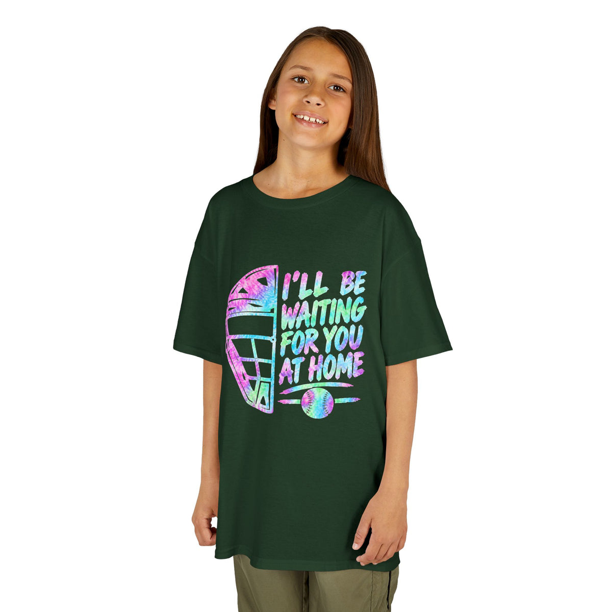 Kids Tee — Pastel Retro Helmet "I'll Be Waiting For You At Home" Graphic