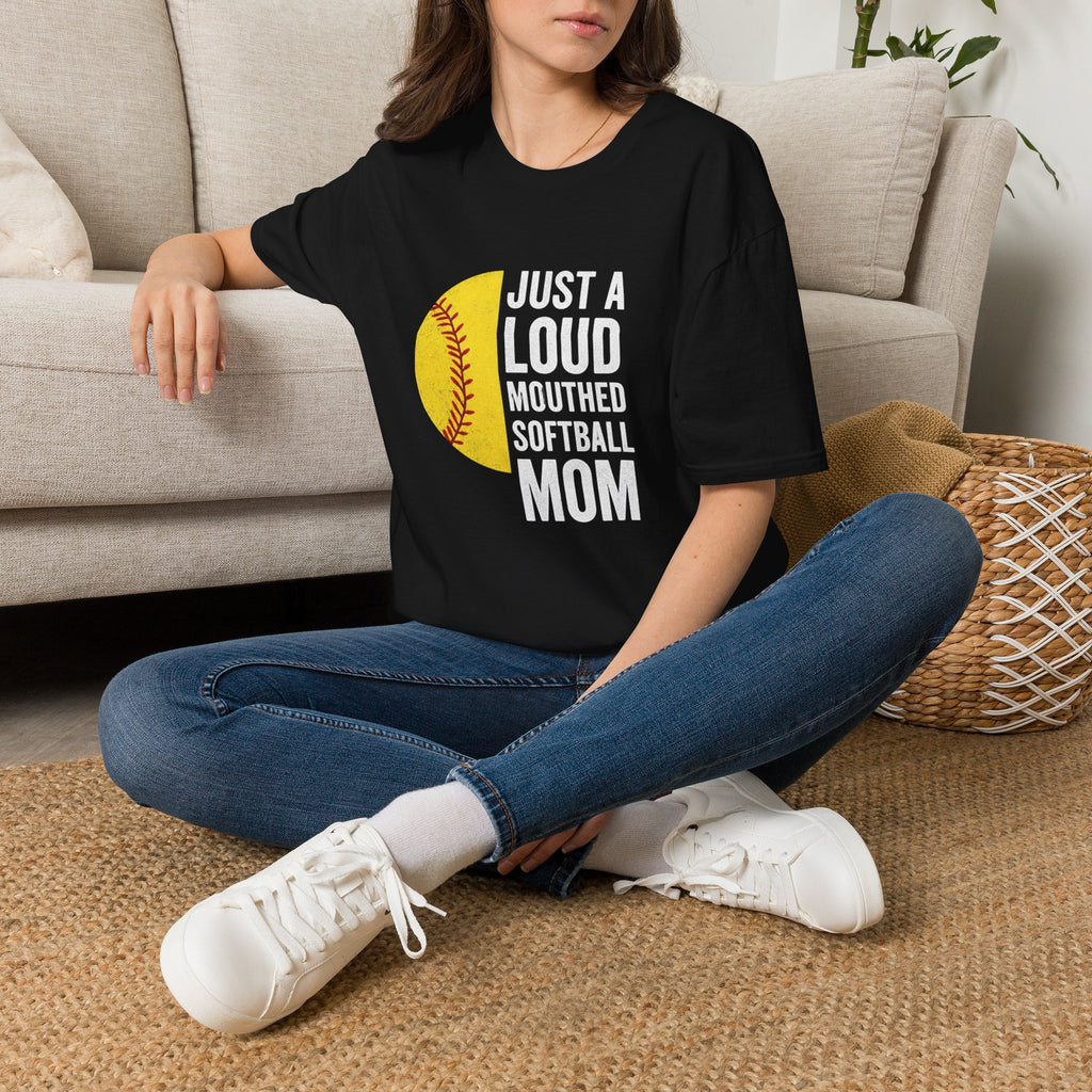 Softball Mom T-Shirt – "Just a Loud-Mouthed Softball Mom" Graphic Tee