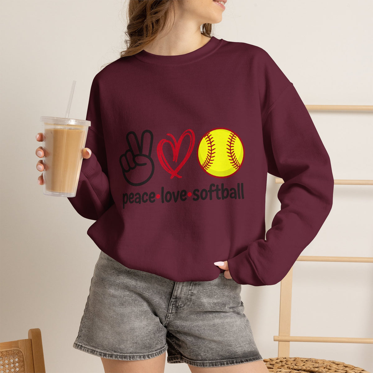 Peace Love Softball Crewneck Sweatshirt