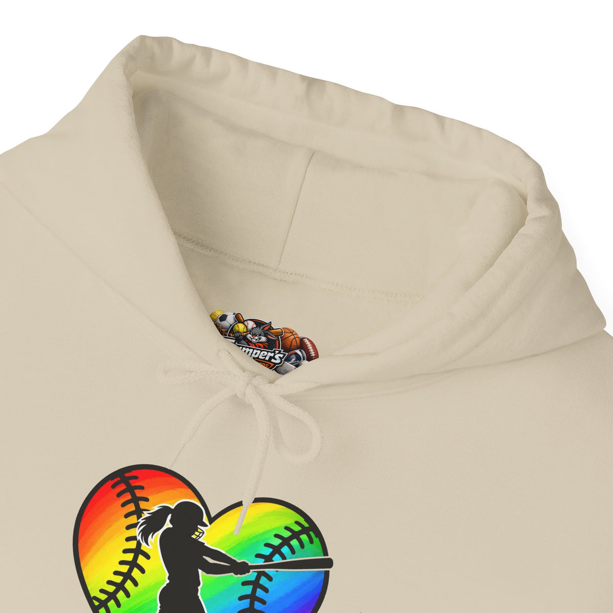 Rainbow Softball Heart Hoodie