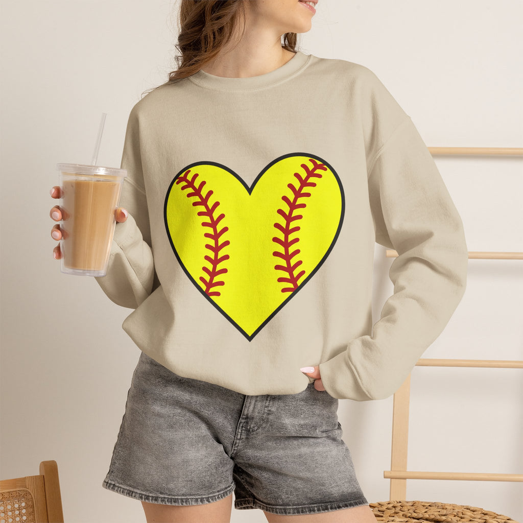 Softball Heart Crewneck Sweatshirt