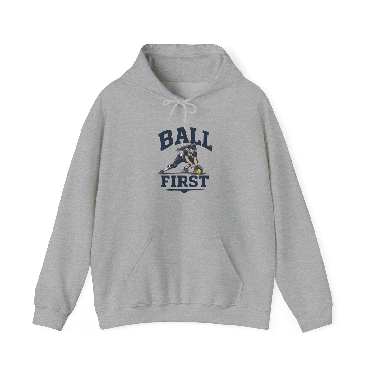 Ball First Hoodie – Vintage Football Player Graphic Sweatshirt