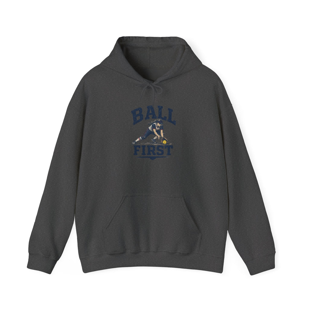 Ball First Hoodie – Vintage Football Player Graphic Sweatshirt