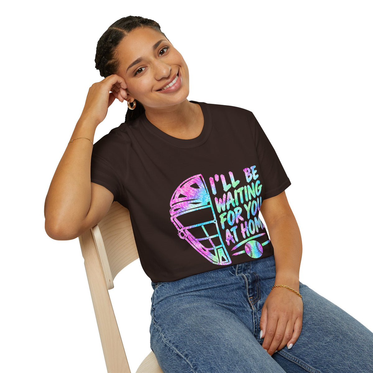 T‑Shirt — 'I'll Be Waiting For You At Home' Retro Hockey Helmet Tee