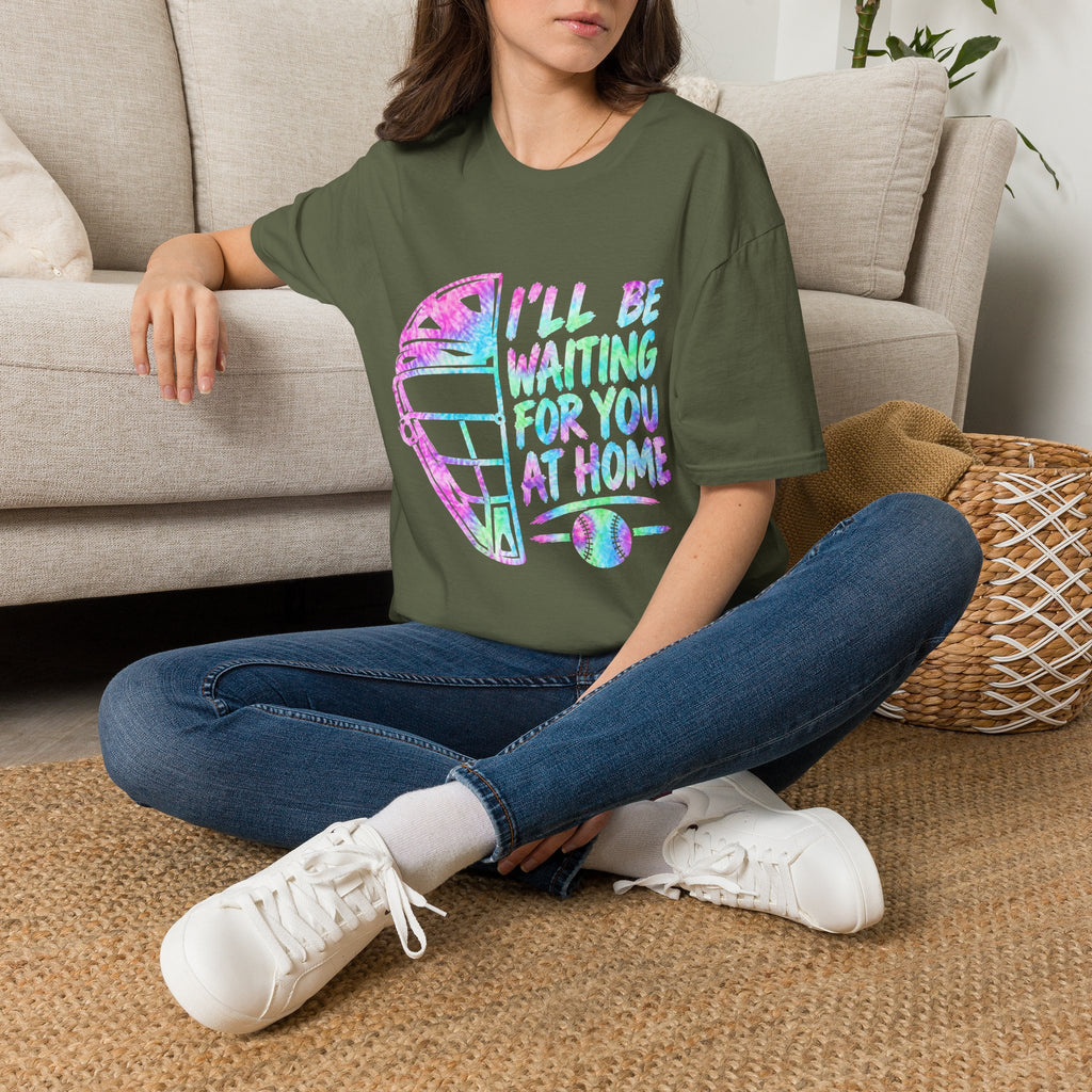 T‑Shirt — 'I'll Be Waiting For You At Home' Retro Hockey Helmet Tee