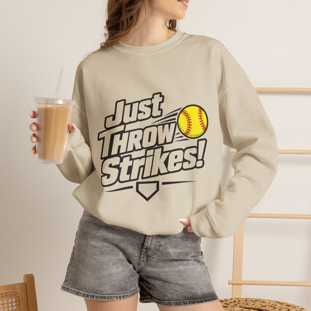 Just Throw Strikes! Softball Crewneck Sweatshirt