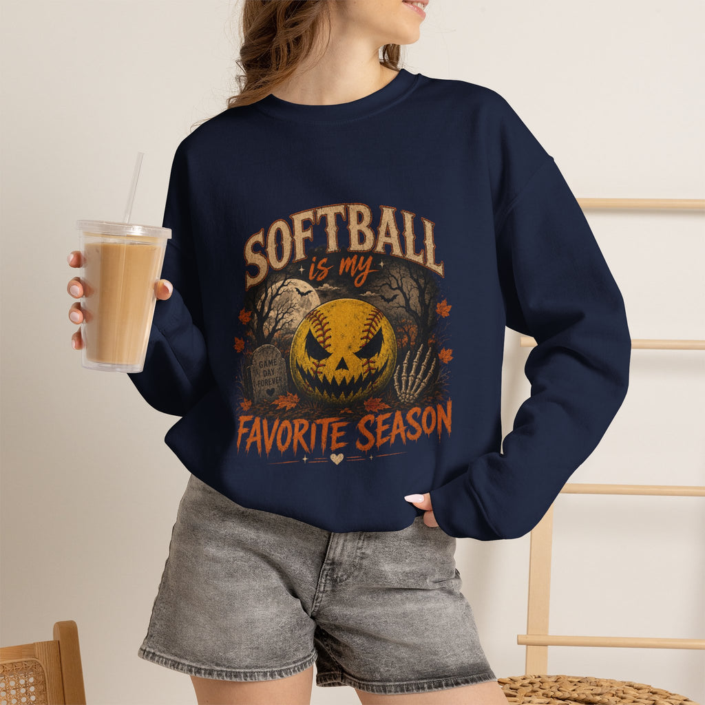Softball Is My Favorite Season Crewneck Sweatshirt