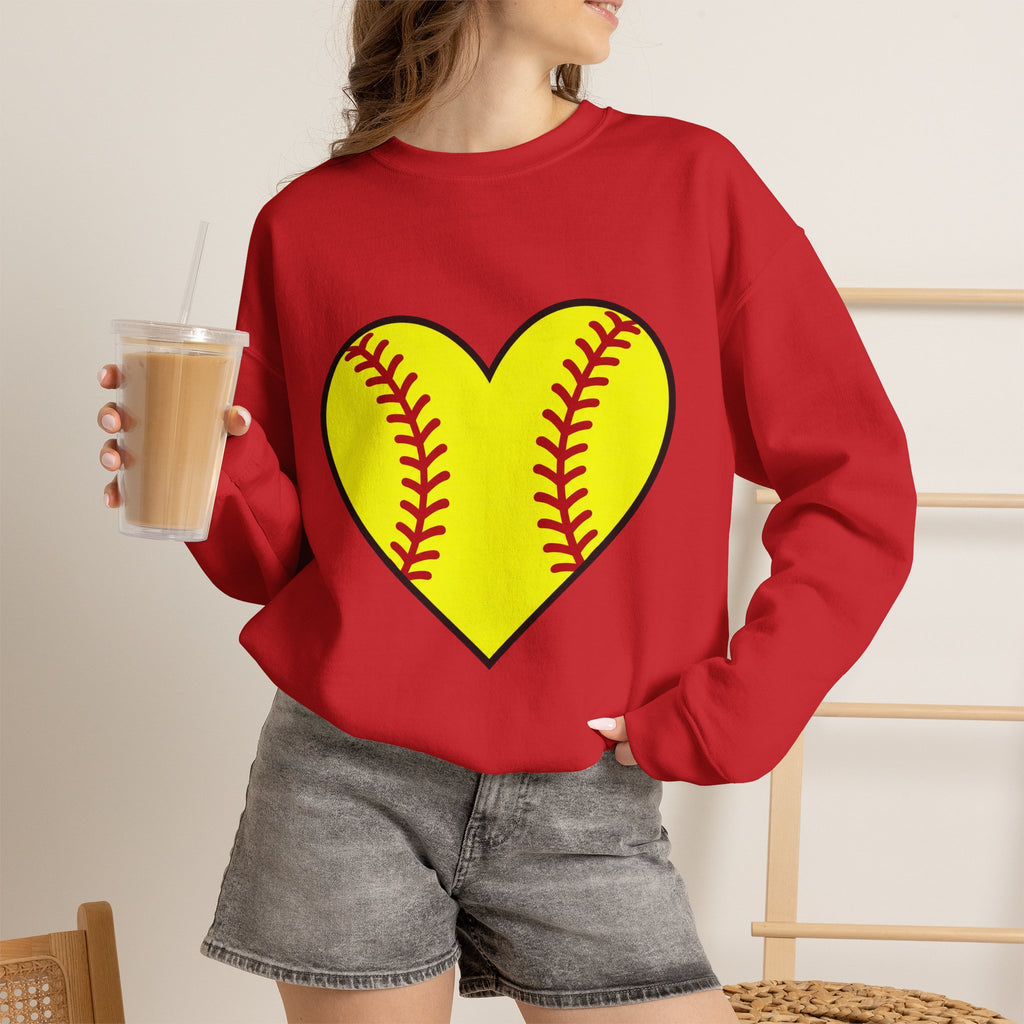 Softball Heart Crewneck Sweatshirt